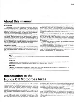 1985-2001 Honda CR 500 R, CR 500 repair manual Preview image 1