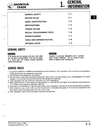 1984-2002 Honda CR80R, CR80 manual Preview image 5