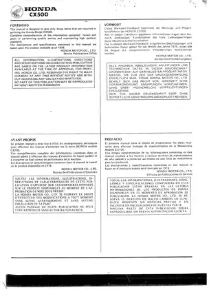 1978-1979 Honda CX 500 shop manual Preview image 2