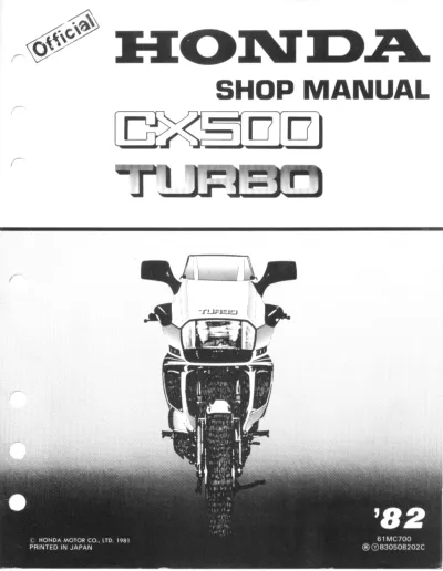 Preview: Honda CX500 Turbo 1982 OEM Service Manual (P/N 61MC700 )