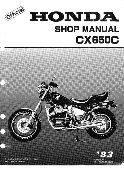 Preview: 1983 Honda CX650C Factory Shop Manual (P/N 6ME800)