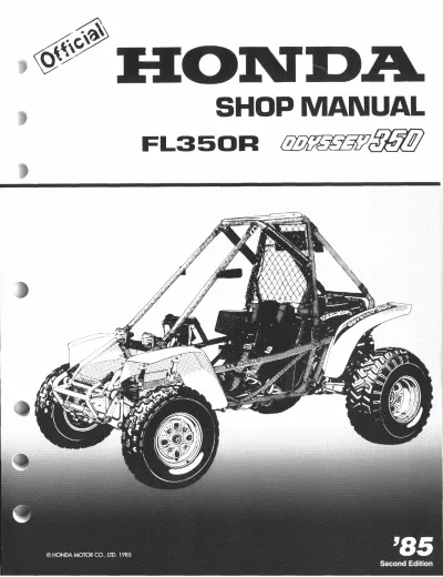 Preview: 1985 Honda FL350R, FL350 Odyssey 350 ATV Shop Manual (P/N 61VM001)