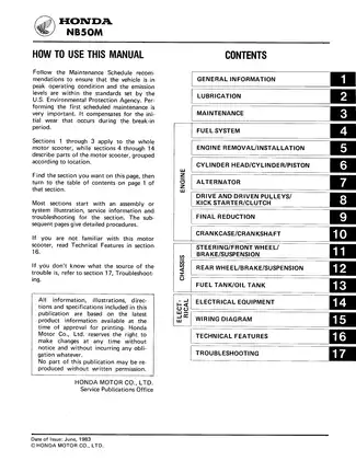 Honda NB50Aero, NB50M repair manual