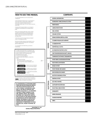 2005-2008 Honda TRX 500 FA, TRX 500 FGA, Rubicon, Foreman ATV repair manual Preview image 2