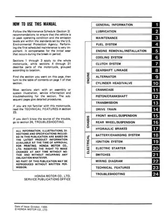 1984-1985 Honda VF 1100S, VF 1100, V65 Sabre service manual Preview image 4