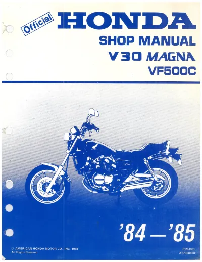 Preview: Honda VF500C V30 Magna Service Manual 1984–1985 (P/N 61MJ801)