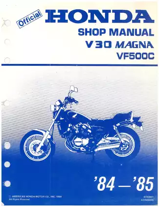 1984-1985 Honda VF500C, V30, Magna shop manual Preview image 1