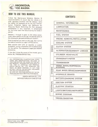 1984-1985 Honda VF500C, V30, Magna shop manual Preview image 3