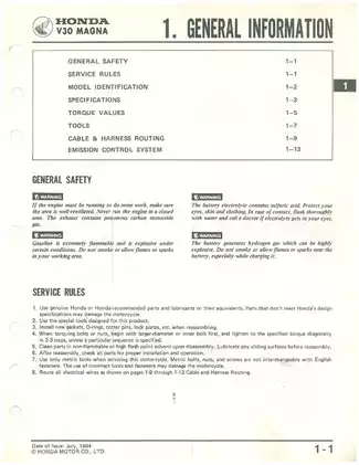 1984-1985 Honda VF500C, V30, Magna shop manual Preview image 5