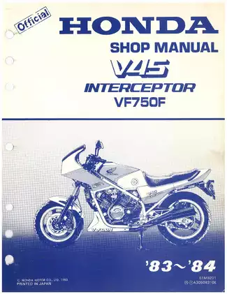 1983-1984 Honda VF75 F interceptor V45 shop manual Preview image 1