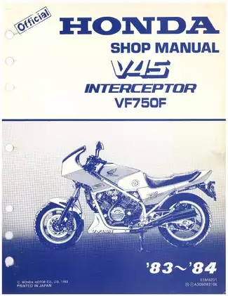 1983-1984 Honda VF75 F interceptor V45 shop manual