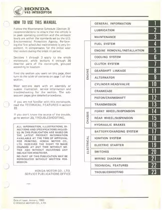 1983-1984 Honda VF75 F interceptor V45 shop manual Preview image 3