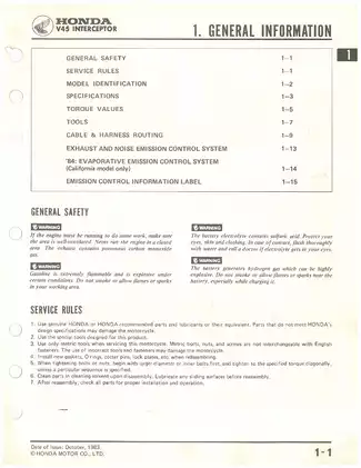 1983-1984 Honda VF75 F interceptor V45 shop manual Preview image 5