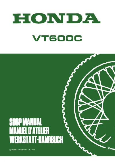 1988–1993 Honda VT600C Shadow Service Manual (P/N 67MR100V)