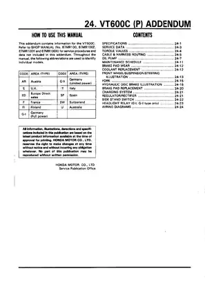 1988-1996 Honda VT600C, VT600 Shadow service manual Preview image 3