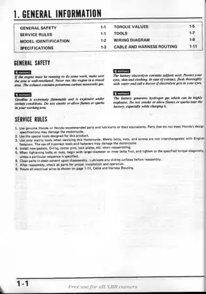 1985-1989 Honda XBR500 shop manual Preview image 2