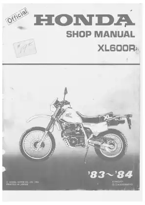 1983-1987 Honda XL600R, XL600 shop manual Preview image 1