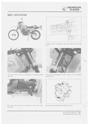 1983-1987 Honda XL600R, XL600 shop manual Preview image 4