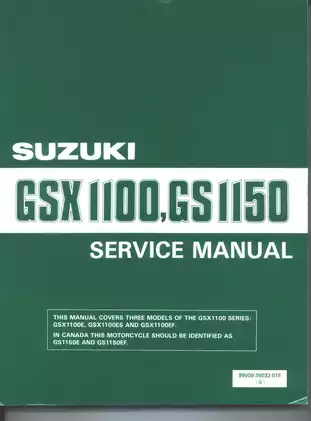 1980-1990 Suzuki GSX1100, GSX1150 SL/EG/ESG/EFG/SF/EF/ESF/EFF/S/E/L/X/Z service manual Preview image 1