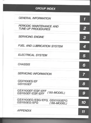 1980-1990 Suzuki GSX1100, GSX1150 SL/EG/ESG/EFG/SF/EF/ESF/EFF/S/E/L/X/Z service manual Preview image 4