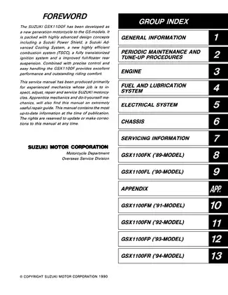 1988-1994 Suzuki GSX1100F Katana service manual Preview image 2