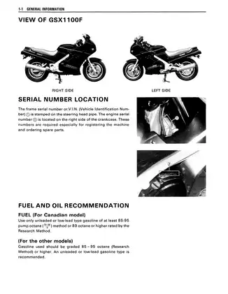 1988-1994 Suzuki GSX1100F Katana service manual Preview image 5