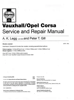 2000-2003 Vauxhall/Opel Corsa service and repair manual Preview image 3