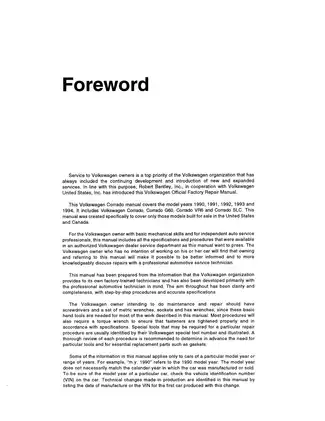 Volkswagen Corrado Official Factory Repair Manual (1990-1994) Preview image 3