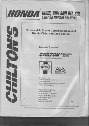 Honda Civic CRX and del Sol 1984-1995 Repair Manual Preview image 2