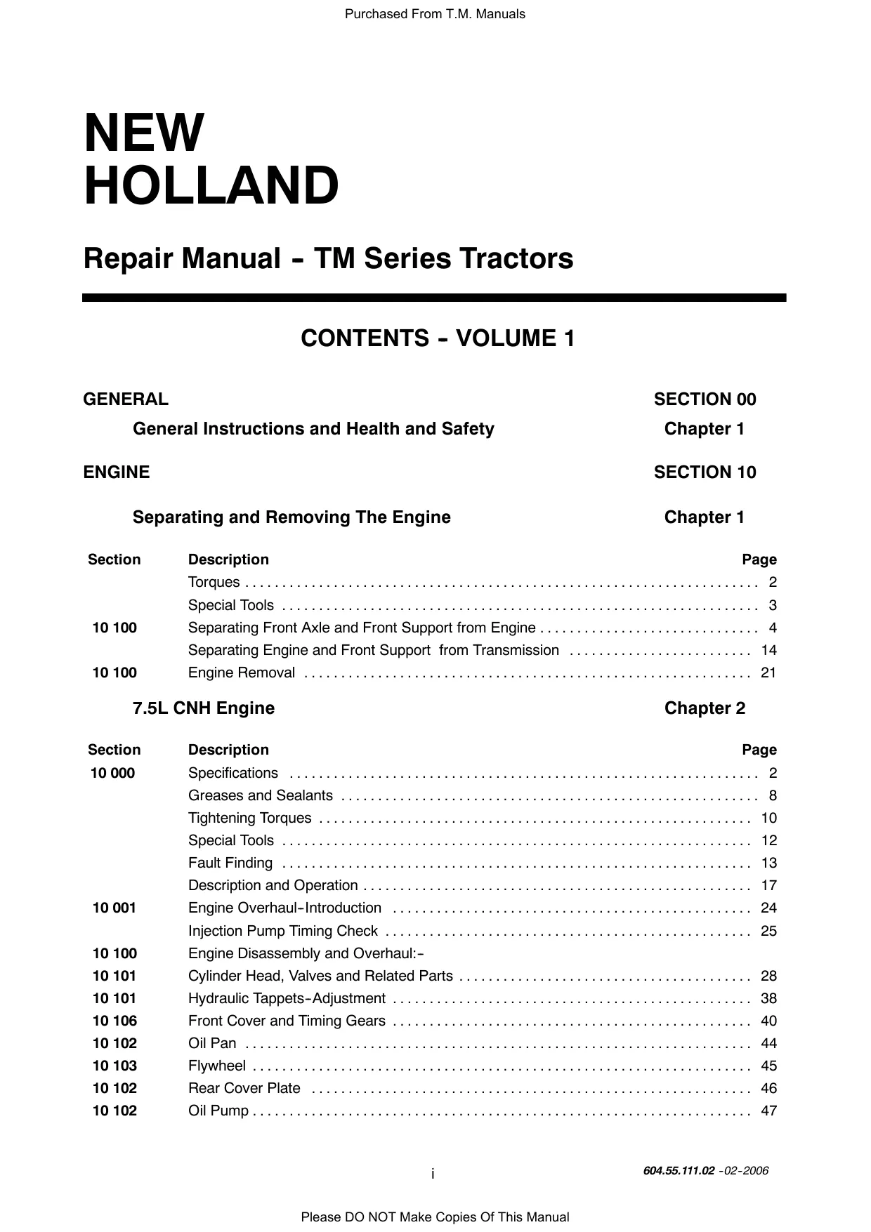New Holland TM Series Tractor Repair Manual Preview image 2