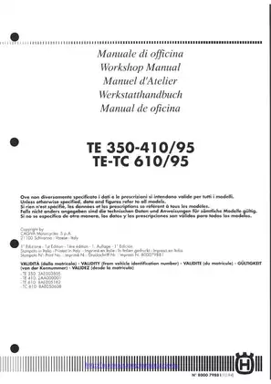 Husqvarna TE 350-410/610 Workshop Manual | Comprehensive Repair Guide Preview image 2