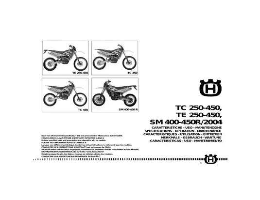 Husqvarna Motorcycle Service Manual (TE, TC, SM Models) Preview image 2