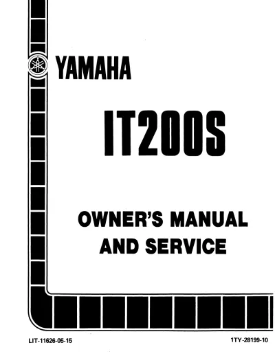 1986 Yamaha IT200S Owner's Manual and Service (P/N LIT-11626-05-15)