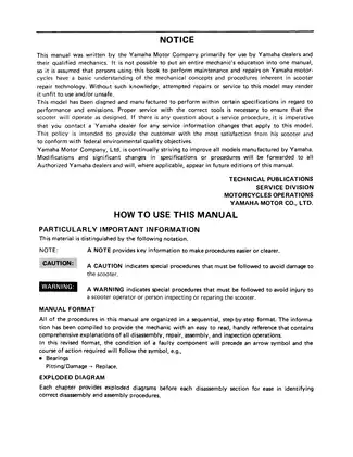 1987-2001 Yamaha SH50 Razz service manual Preview image 3