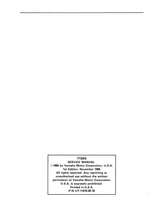 1986-1987 Yamaha TT225, TT225S repair manual Preview image 2
