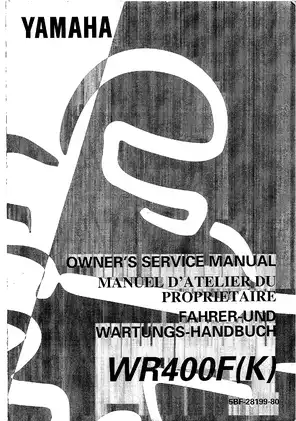 1998-1999 Yamaha WR400F(K), WR 400 owner´s service manual