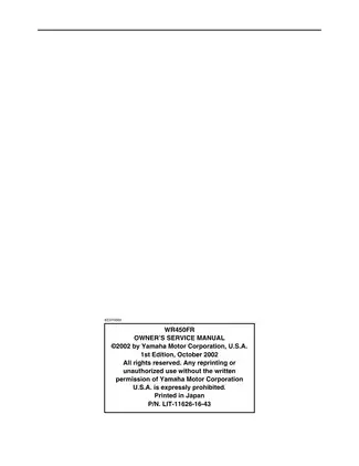 2003 Yamaha WR450FR owner´s service manual Preview image 3