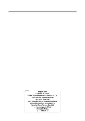 Yamaha XF50W (2006) Service Manual - Comprehensive Guide for Mechanics Preview image 2