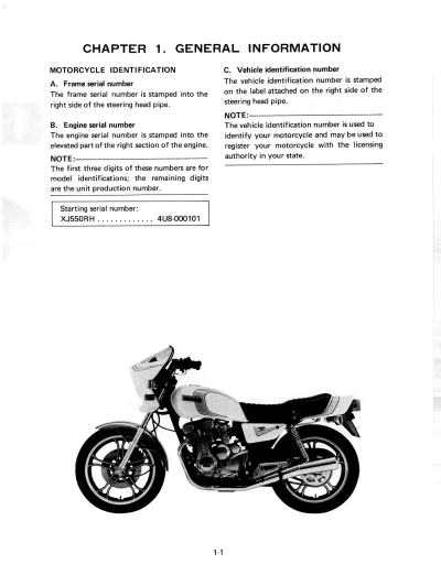 1981 Yamaha XJ550 Factory Service & Repair Manual (P/N LIT-11616-02-29)