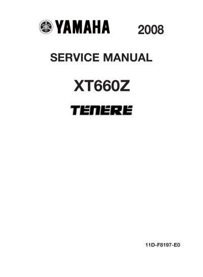 Preview: 2008 Yamaha XT660Z Tenere, XT660 Service Manual (P/N 11D-F8197-E0)