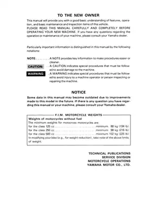 1985 Yamaha YZ125N owner´s service manual Preview image 3