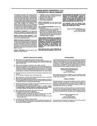 1991 Yamaha YZ125B owners service manual Preview image 4
