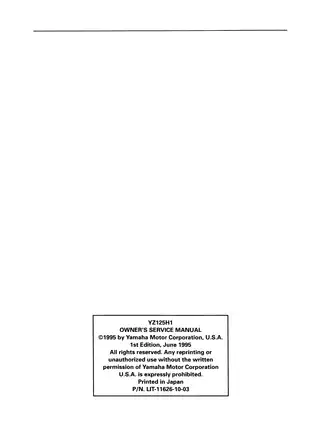 1996 Yamaha YZ125H1 owner´s service manual Preview image 3