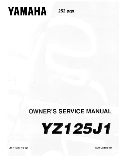 Preview: 1997 Yamaha YZ125J1 Competition Motocross Owner's Service Manual (P/N LIT-11626-10-52)