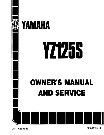 Preview: 1986 Yamaha YZ125S Service Manual (P/N LIT-11626-05-13)