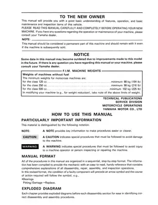 1986 Yamaha YZ125S owners and service manual Preview image 3