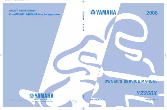 2008 Yamaha YZ250 owner´s service manual Preview image 1