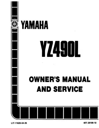 1984 Yamaha YZ490, YZ490L owner´s and service manual Preview image 1