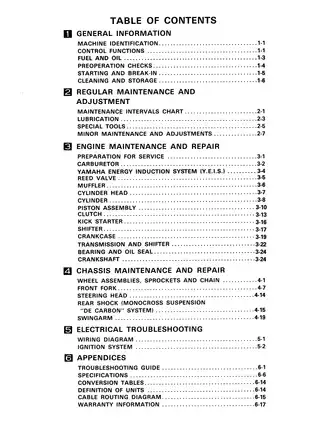 1984 Yamaha YZ490, YZ490L owner´s and service manual Preview image 5