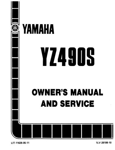 Preview: 1985–1986 Yamaha YZ490S / YZ490 Service Manual (P/N LIT-11626-05-11)